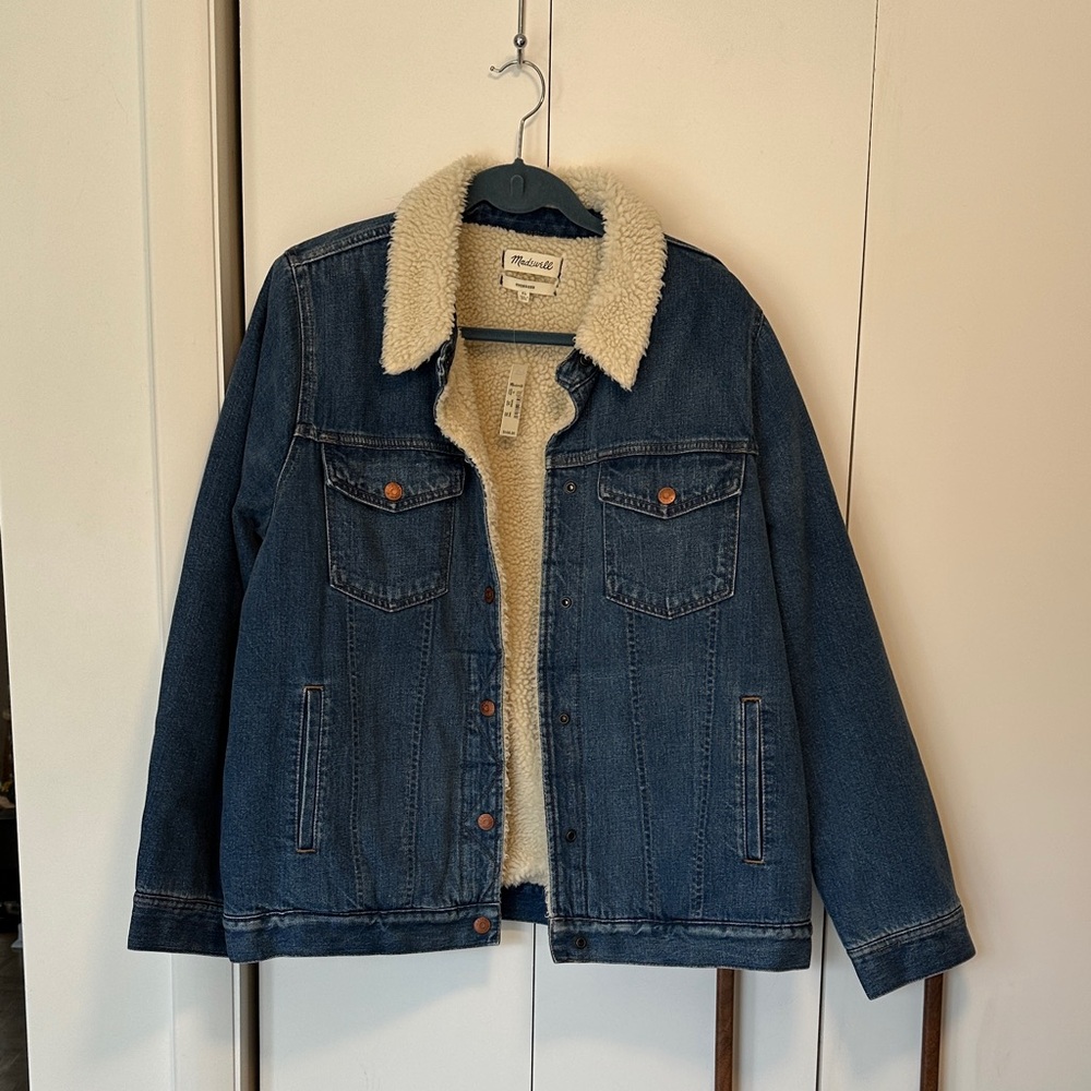 Madewell Blue Denim Jacket with Cream Sherpa Lining